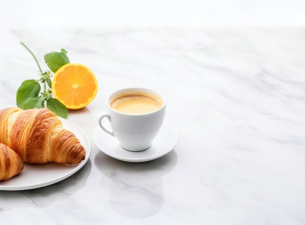 Colazione con caffè e croissant