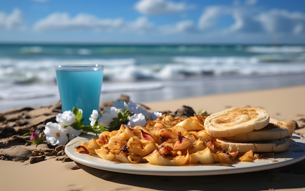 Colazione di lusso di fronte al mare tropicale