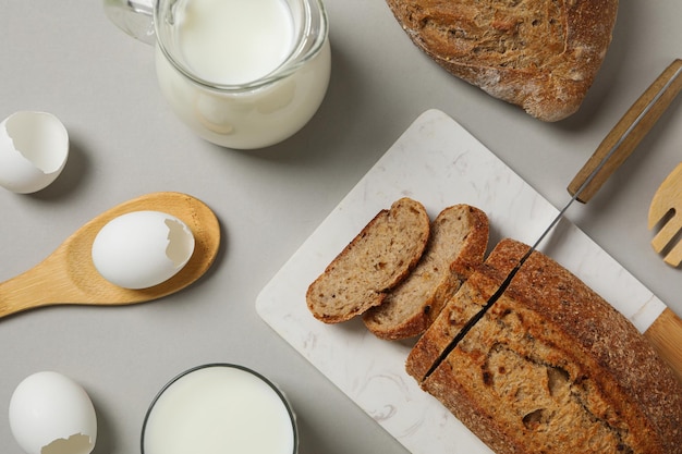 Colazione gustosa concetto di cibo latte con prodotti da forno