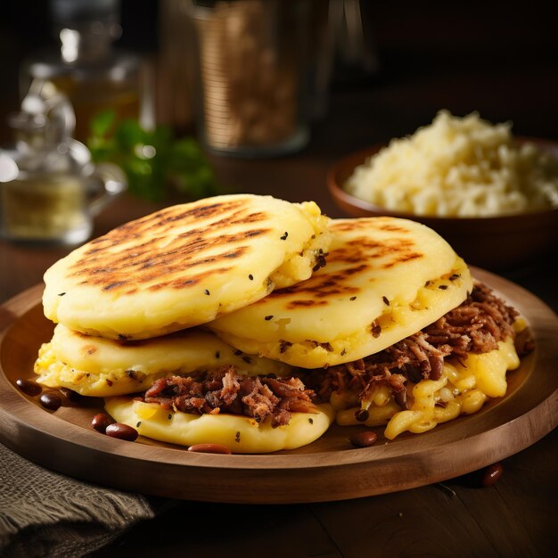 Colazione latinoamericana Classic Arepas con diversi ingredienti