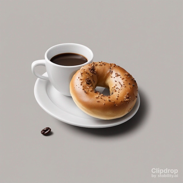 Colazione mattutina con ciambelle al cioccolato e tazza di caffè sulla teiera