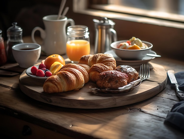 Colazione tradizionale in Scandinavia su sfondo di legno