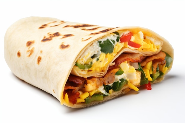 Colazione Wrap isolata su sfondo bianco Ai generativa