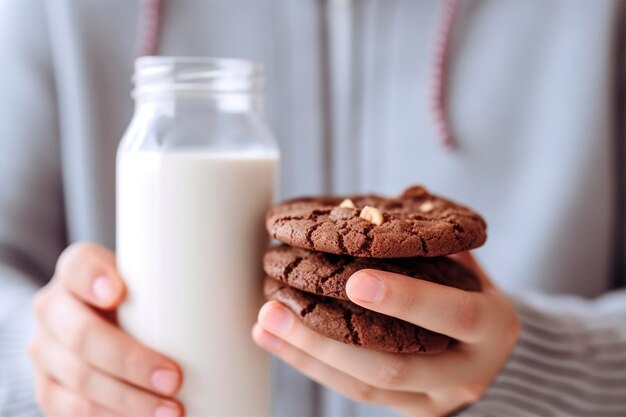 Colazioni a base di latte con biscotti al cioccolato Ai generate