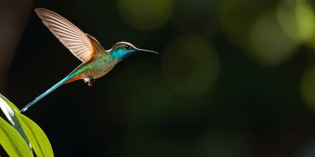 Colibrì a gola bianca in volo