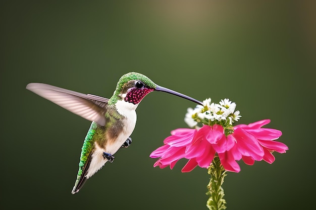 Colibrì che si alimenta sul fiore