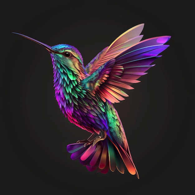 Colibrì in colori al neon IA generativa