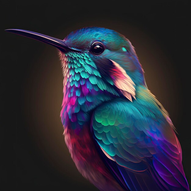 Colibrì in colori neon Generative AIx9