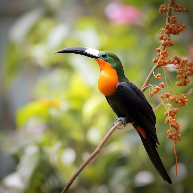 Colibrì isolato su sfondo verde