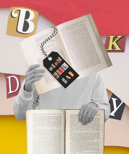 Collage astratto della giornata mondiale del libro