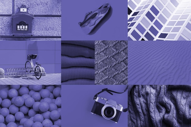 Collage con il nuovo colore di tendenza Illuminante 2021 e il grigio definitivo