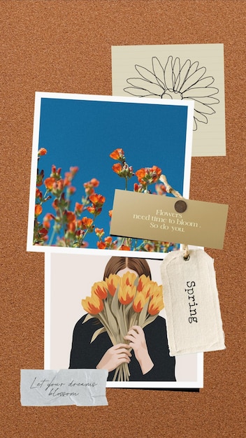 Collage della tavola dell'umore di primavera