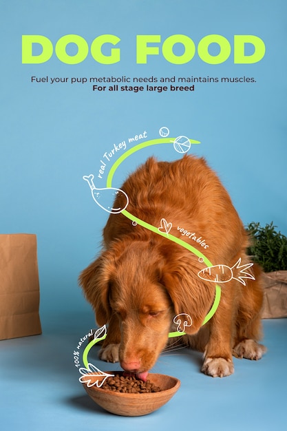 Collage di alimenti per cani con grafici
