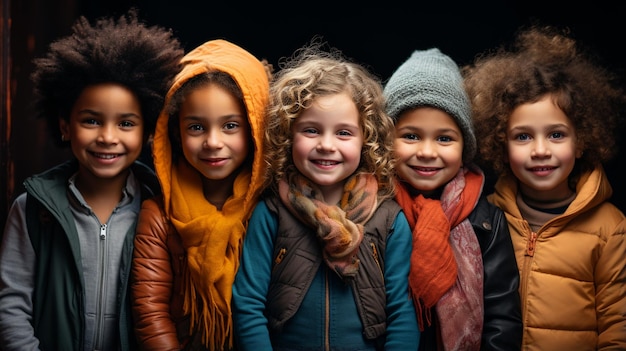 Collage di bambini felici di etnie diverse