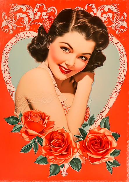Collage di biglietti di San Valentino vintage con persone innamorate