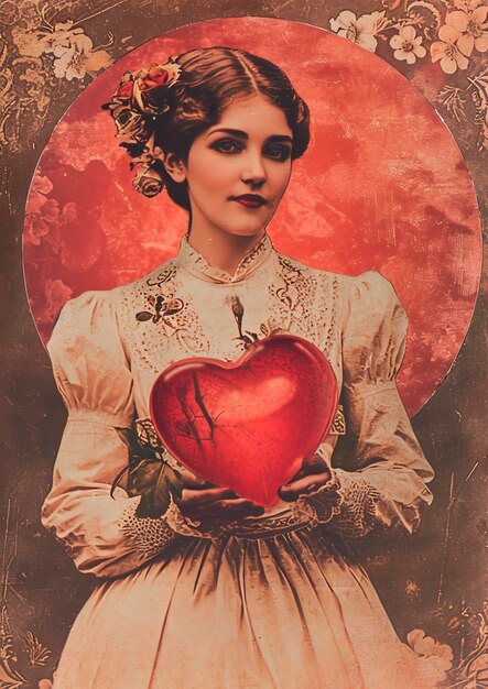 Collage di biglietti di San Valentino vintage con persone innamorate