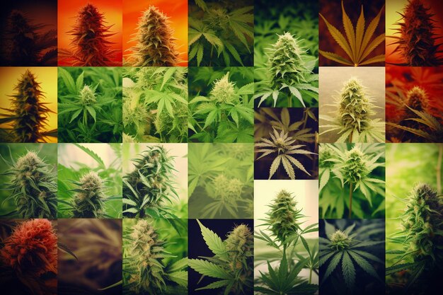 Collage di cannabis Foto di erbaccia