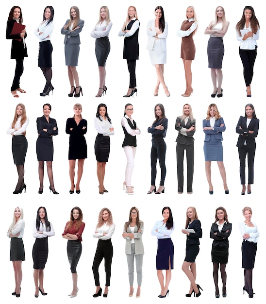 Collage di donna d'affari moderna di successo isolata on white