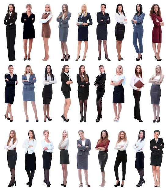Collage di donna d'affari moderna di successo isolata on white