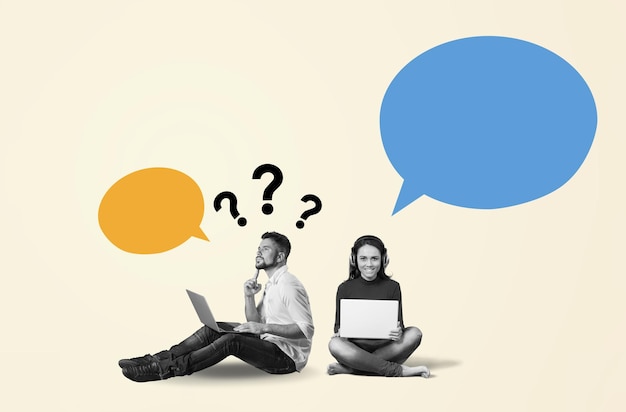 Collage di foto di due amici che mandano messaggi insieme