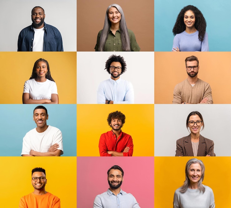 Foto collage di persone diverse