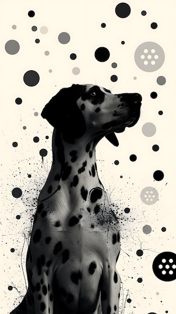 Collage di silhouette di cane dalmata con polka dot patterned Paper Cuto Poster Flyer Concept Style