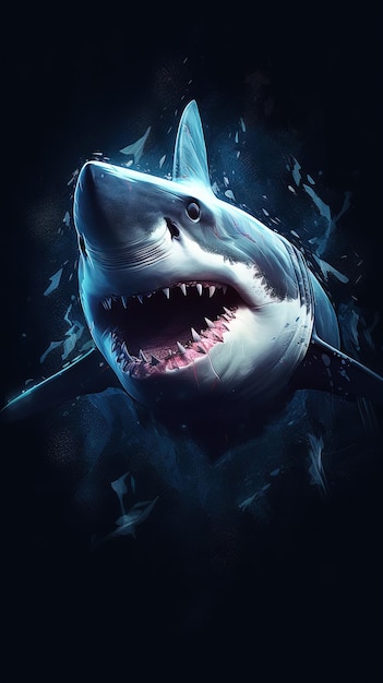 Collage di squali su sfondo scuro IA generativa