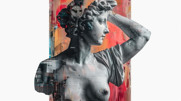 Collage di statue di Venera arte moderna con interpretazioni contemporanee delle statue di venera una fusione