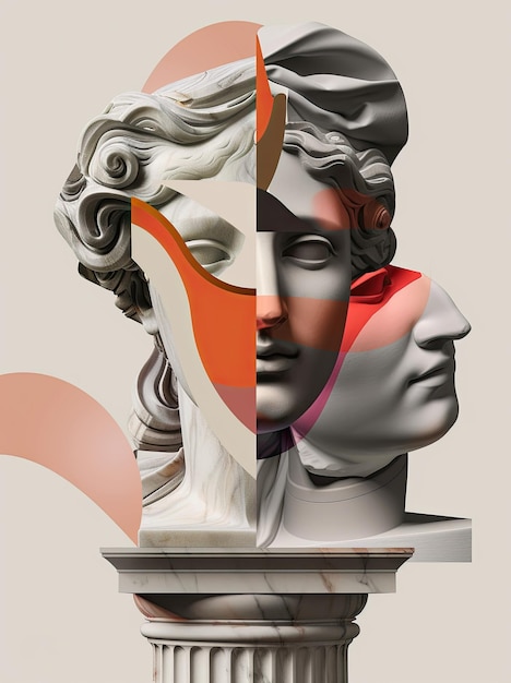 Collage di statue di Venera arte moderna con interpretazioni contemporanee delle statue di venera una fusione