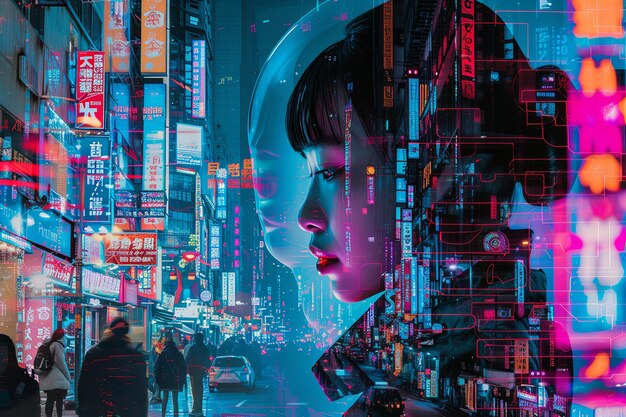 Collage di visioni cyberpunk