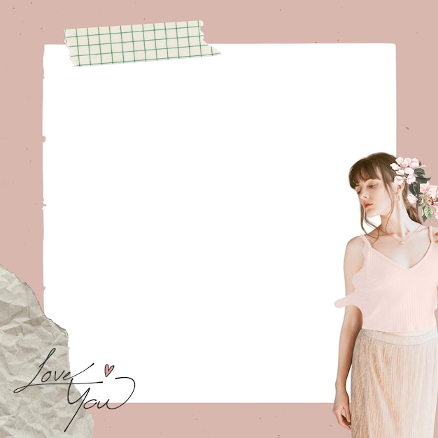 Collage florale femminile con un elemento di design femminile