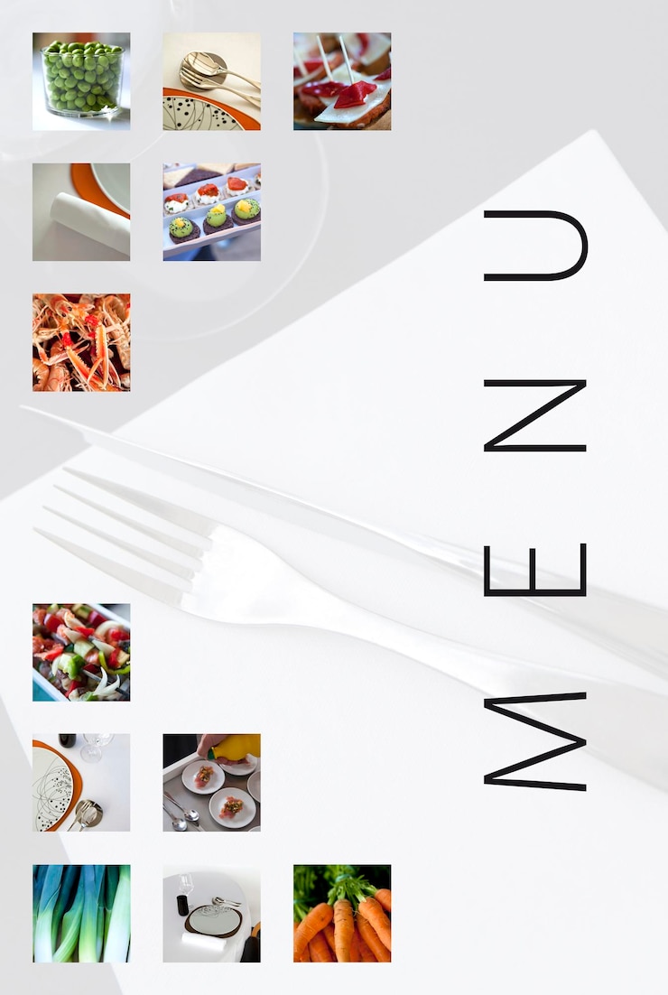 Foto collage su un menu di un ristorante