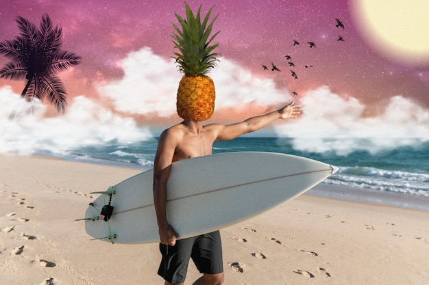 Collage surrealistiche della spiaggia