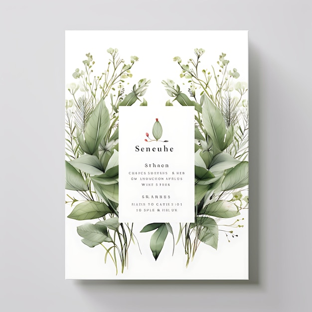 Collezione acquerello botanico invito a nozze forma di foglia testo illustrazione idea design