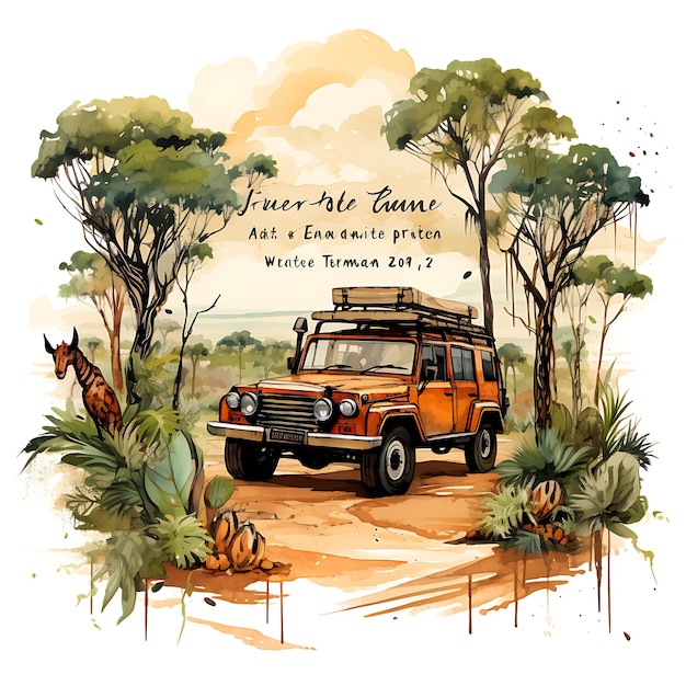 Collezione African Safari Jeep invito a nozze Jeep Shape Kraft illustrazione idea design
