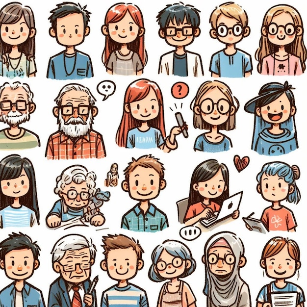 Collezione di avatar di persone disegnate a mano