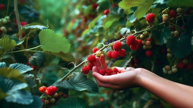 Collezione di bacche fresche in una fattoria