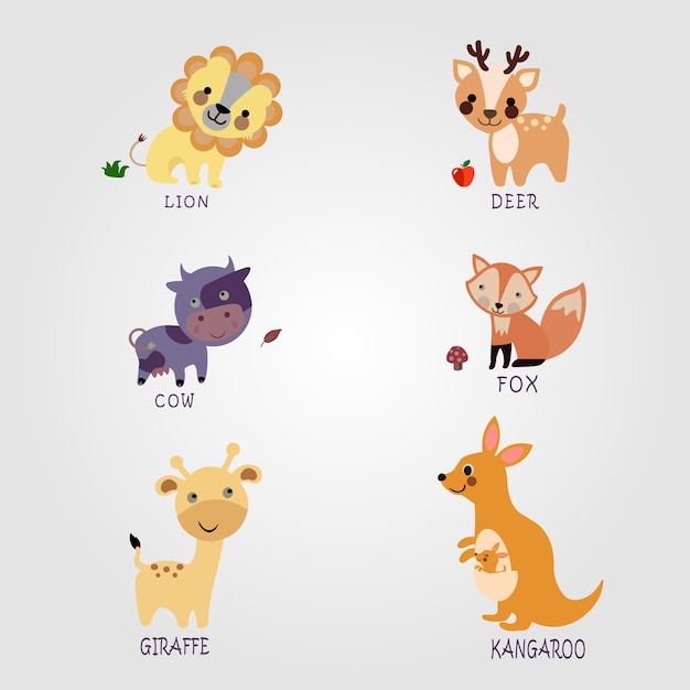 Collezione di carine illustrazioni di animali