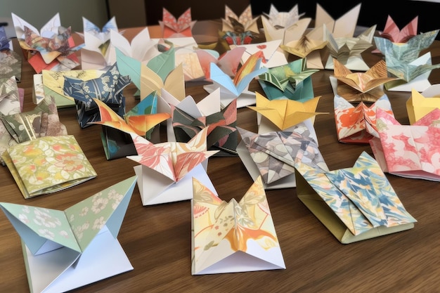 Collezione di carte origami pronte per essere regalate create con intelligenza artificiale generativa