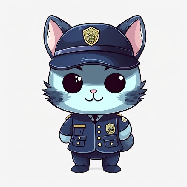 Collezione di cartoni animati di gattino della polizia colorata per bambini da colorare