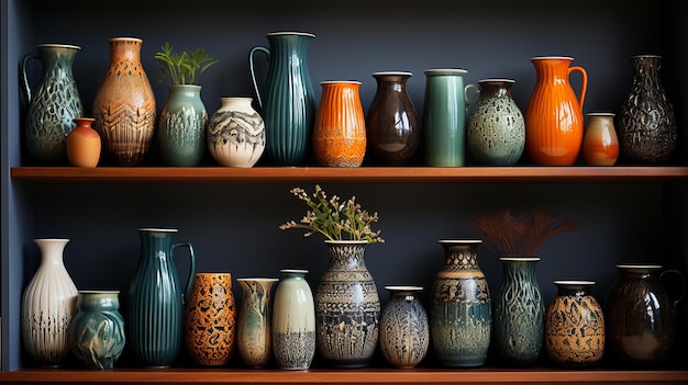 Collezione di ceramiche uniche e artigianali Generative Ai