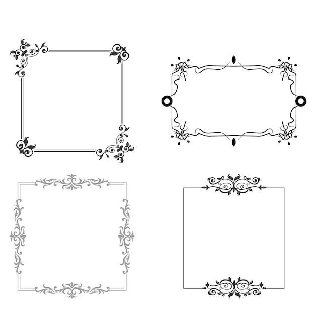 Collezione di divisori e cornici ornamentali eleganti vintage Elemento divisorio e cornice classico per il design