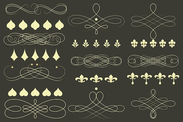 Collezione di elementi decorativi vintage per il design