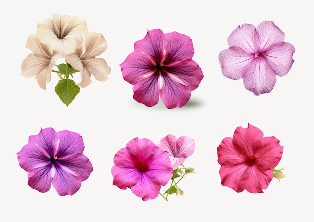 Collezione di fiori di petunia