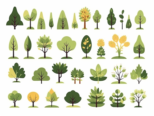Collezione di illustrazioni di alberi