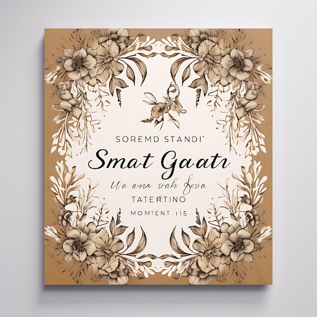 Collezione di inviti a nozze in pizzo rustico Carte quadrata forma Kraft Carta illustrazione idea design