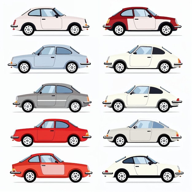 Collezione di modelli di auto d'epoca in vari colori