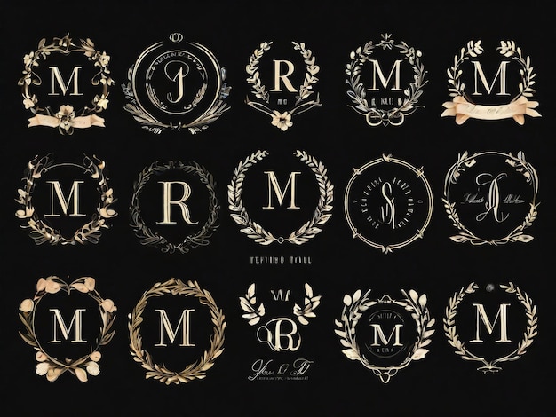 Collezione di modelli di logo monogramma per matrimoni