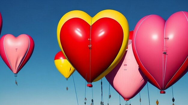 Collezione di palloncini colorati a forma di cuore isolati su sfondo colorato