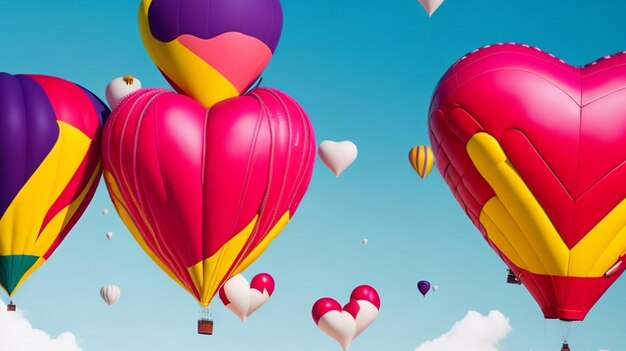 Collezione di palloncini colorati a forma di cuore isolati su sfondo colorato